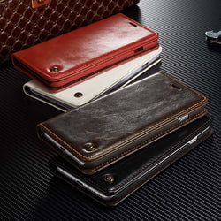 Luxury Leather Magnetic Flip Wallet Case For iPhone 5, 5S, 5C, SE, 6, 6S, 6 Plus, 6S Plus, 7, 7 Plus, 8, 8 Plus, X, XR, XS, XS Max, 11, 11 Pro, 11 Pro Max