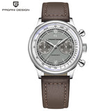 PAGANI DESIGN Official PD-1739 Luxury Retro Chronograph Stainless Steel Meca-Quartz Men's Watch - AR Coated Sapphire Crystal - Genuine Leather Strap