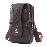 Genuine Leather Men's Messenger Wallet Travel Bag - Mobile Phone Pocket
