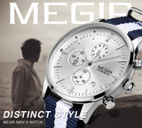 MEGIR Official ML2011G Chronograph Quartz Watch with Canvas Fabric Strap