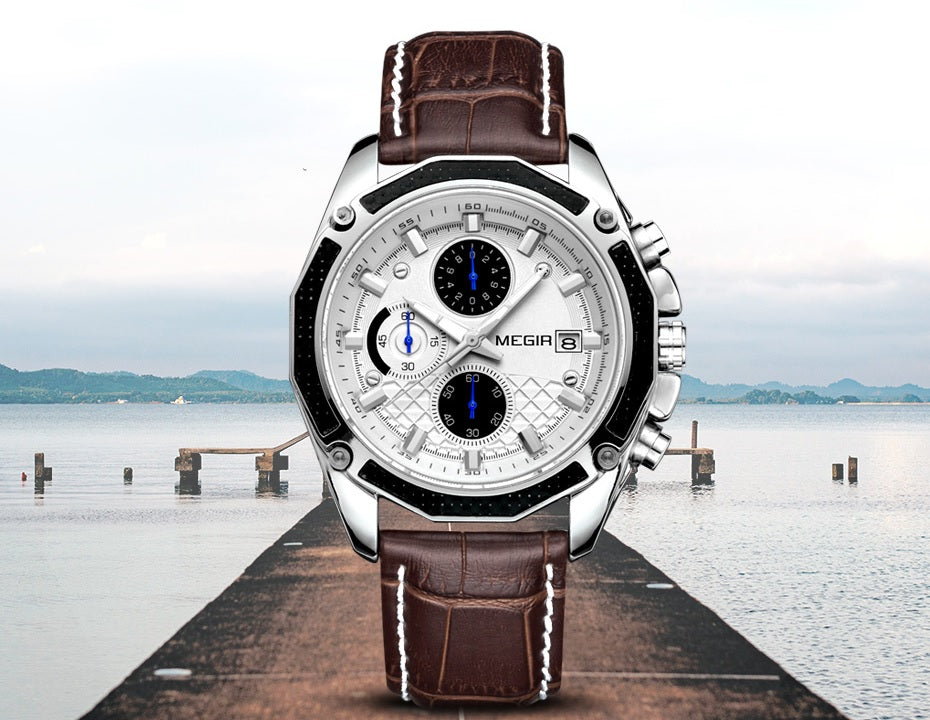 MEGIR ML2015G Official Stainless Steel Quartz Men's Watch with