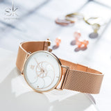 Shengke Pearl Design Stainless Steel Quartz Womens Watch - 2 colours available