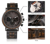 BOBO BIRD Metal and Wood Fusion U-Q26 Watch with Chronograph and Gift Box
