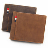MENBENSE Vintage Stitched PU Leather Double Flip Business Men's Wallet