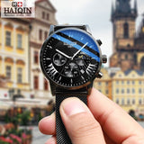 HAIQIN Official Branded HQ-8708 Luxury Stainless Steel Chronograph Men's Watch - Moon Phase Display - Sapphire Crystal Glass
