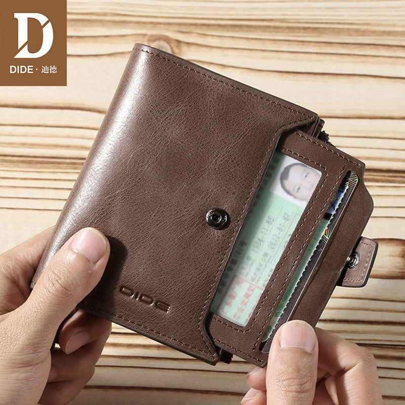 DIDE Genuine Leather Men s Wallet with Zipper Coin Purse Gift