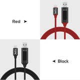 TOPK Voltage and Current Display Durable Nylon Braided Lightning to USB Cable For Apple Products