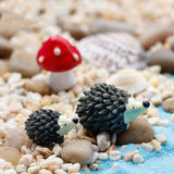 3 Piece Set Mini Hedgehog with Red-dot Mushroom Terrarium Decoration