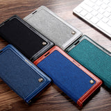 CMAI2 Denim and Leather Pattern Flip Wallet Case For Samsung Galaxy Phones