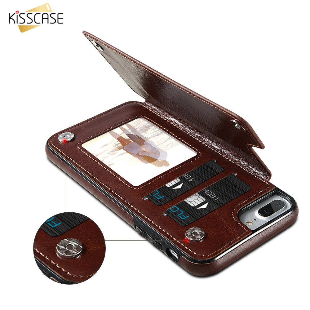 KISSCASE Magnetic Flip Wallet Leather Case for iPhone 5 5S 5C