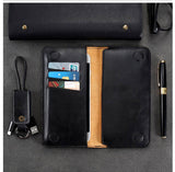 FLOVEME Genuine Leather Universal Mobile Phone Wallet Case