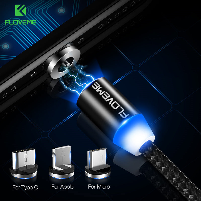 FLOVEME LED Magnetic Charging Cable For Lightning, Micro USB or