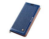 CMAI2 Denim and Leather Pattern Flip Wallet Case For Samsung Galaxy Phones