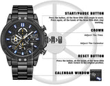 MEGIR Official Branded MS2108G Luxury Stainless Steel Men's Watch - Quartz Chronograph