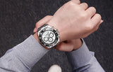 MEGIR Official Branded MS2064G Luxury Stainless Steel Men's Quartz Watch - Triple Multi-function Chronograph - Rotating Bezel