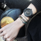 Shengke Simple Minimalist Design Genuine Leather Quartz Women's Watch