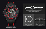 MEGIR Official Branded MN2097G Sports Chronograph Men's Quartz Watch - Silicone Strap - Durable Stainless Steel Casing