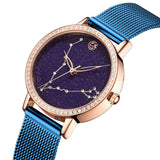 MEGIR Official MG-7024 Constellation Star Sky Dial Stainless Steel Luxury Women's Watch - Copper Case - Japanese Quartz Movement
