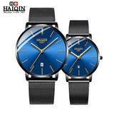 HAIQIN Official Branded HQ-8705 Luxury Slim Stainless Steel Men's and Women's Quartz Watch - Couple's His and Her's Watch Gift Set