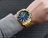 MEGIR Official Branded MS2068G Luxury Stainless Steel Men's Quartz Watch - Triple Multi-function Chronograph