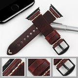 MAIKES New Design Genuine Leather Strap Band For Apple Watch Series 1, 2, 3, 4, 5 - Stainless Steel Black or Silver Buckles
