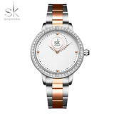 Shengke Official Branded K0075 Luxury Stainless Steel Women's Quartz Watch - Crystal Rhinestone Bezel