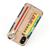 Keyring Fabric Wallet + Holding Strap Case for iPhone 6, 6 Plus, 6S, 6S Plus, 7, 7 Plus, 8, 8 Plus, X with Free Screen Protector