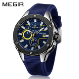 MEGIR MN2053G Official Branded Men's Sports Watch with Quartz Chronograph - Silicone Strap - Durable Stainless Steel Casing