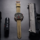 MEGIR Official Branded ML2085G Sports Chronograph 46mm Men's Quartz Watch - Genuine Leather Strap - Durable Alloy Casing