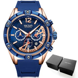 MEGIR Official Branded MN2083G Sports Chronograph Men's Quartz Watch - Durable Stainless Steel Casing - Silicone Strap
