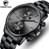 CHEETAH Relogio Masculino Branded Mens Watch - Leather or Stainless Steel - Quartz Chronograph with Water Resistance