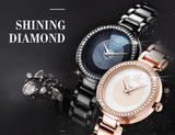 Shengke Shiny Crystal Stainless Steel Analogue Quartz Women's Watch