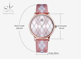 Shengke Relogio Feminino Leather Plaid Design Women's Watch - Available in 5 colours