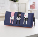 Cat Design PU Leather Women's Short or Long Compact Wallet Purse