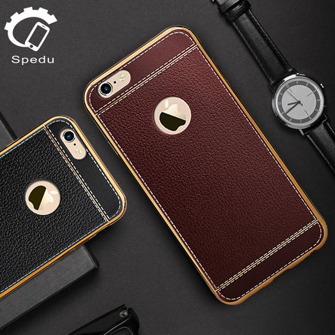 Spedu Litchi Leather with Metal Frame Case For iPhone 5, 5S, 5C, SE, 6 Titanwise