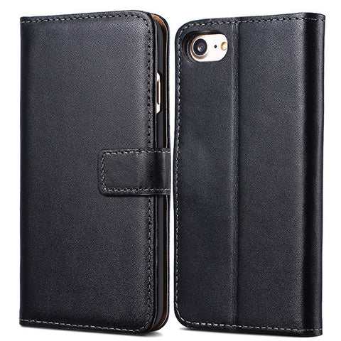 Flip Leather Case with Wallet and Stand for iPhone 7, 7 Plus Black / For iPhone 7 by Tomkas - Titanwise