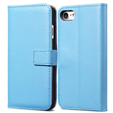 Flip Leather Case with Wallet and Stand for iPhone 7, 7 Plus Blue / For iPhone 7 by Tomkas - Titanwise