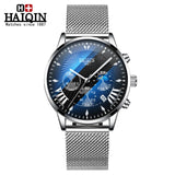 HAIQIN Official Branded HQ-8708 Luxury Stainless Steel Chronograph Men's Watch - Moon Phase Display - Sapphire Crystal Glass
