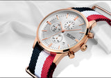 MEGIR Official ML2011G Chronograph Quartz Watch with Canvas Fabric Strap