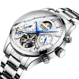 HAIQIN Official HQ-8509 Luxury Stainless Steel Mechanical Tourbillon Chronograph Men's Watch - Automatic Self-Wind and Butterfly Buckle