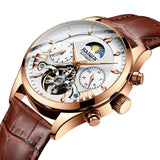 HAIQIN Official HQ-8509 Luxury Stainless Steel Mechanical Tourbillon Chronograph Men's Watch - Automatic Self-Wind and Butterfly Buckle