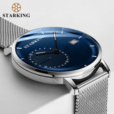 STARKING Official TM0916 Azure Zinc Alloy Men's Quartz Watch - Curved Glass - Stainless Steel Strap