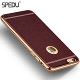 Spedu Litchi Leather with Metal Frame Case For iPhone 5, 5S, 5C, SE, 6, 6 Plus, 6S, 6S Plus, 7, 7 Plus, 8, 8 Plus, X, XR, XS, XS Max, 11, 11 Pro, 11 Pro Max