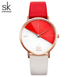 Shengke Official Branded K0095 Luxury Stainless Steel Women's Quartz Watch - Genuine Leather or Stainless Steel Strap - Stunning Dual Colour Two Tone Design