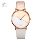 Shengke Official Branded K0095 Luxury Stainless Steel Women's Quartz Watch - Genuine Leather or Stainless Steel Strap - Stunning Dual Colour Two Tone Design