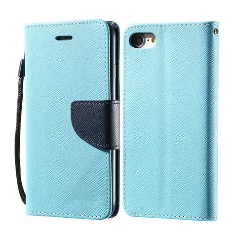 Multi-colour Flip Leather Case with Wallet and Stand for iPhone 6, 6 Plus, 6S, 6S Plus, 7, 7 Plus Sky Blue / For iPhone 6 Plus, 6S Plus by Kisscase - Titanwise