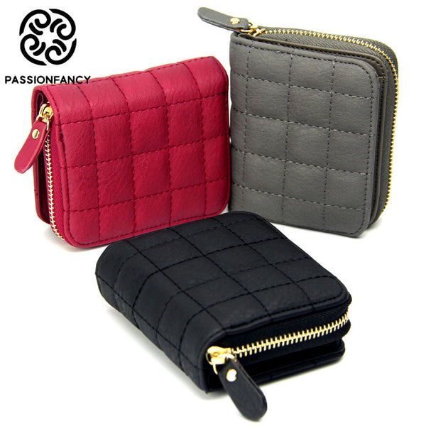 PassionFancy Women's PU Leather Compact Padded and Stitched Wallet Purse