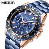 MEGIR Official Branded M-2064G Luxury Stainless Steel Men's Watch - Quartz Triple Chronograph