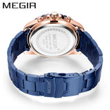 MEGIR Official Branded M-2064G Luxury Stainless Steel Men's Watch - Quartz Triple Chronograph