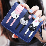 Cat Design PU Leather Women's Short or Long Compact Wallet Purse